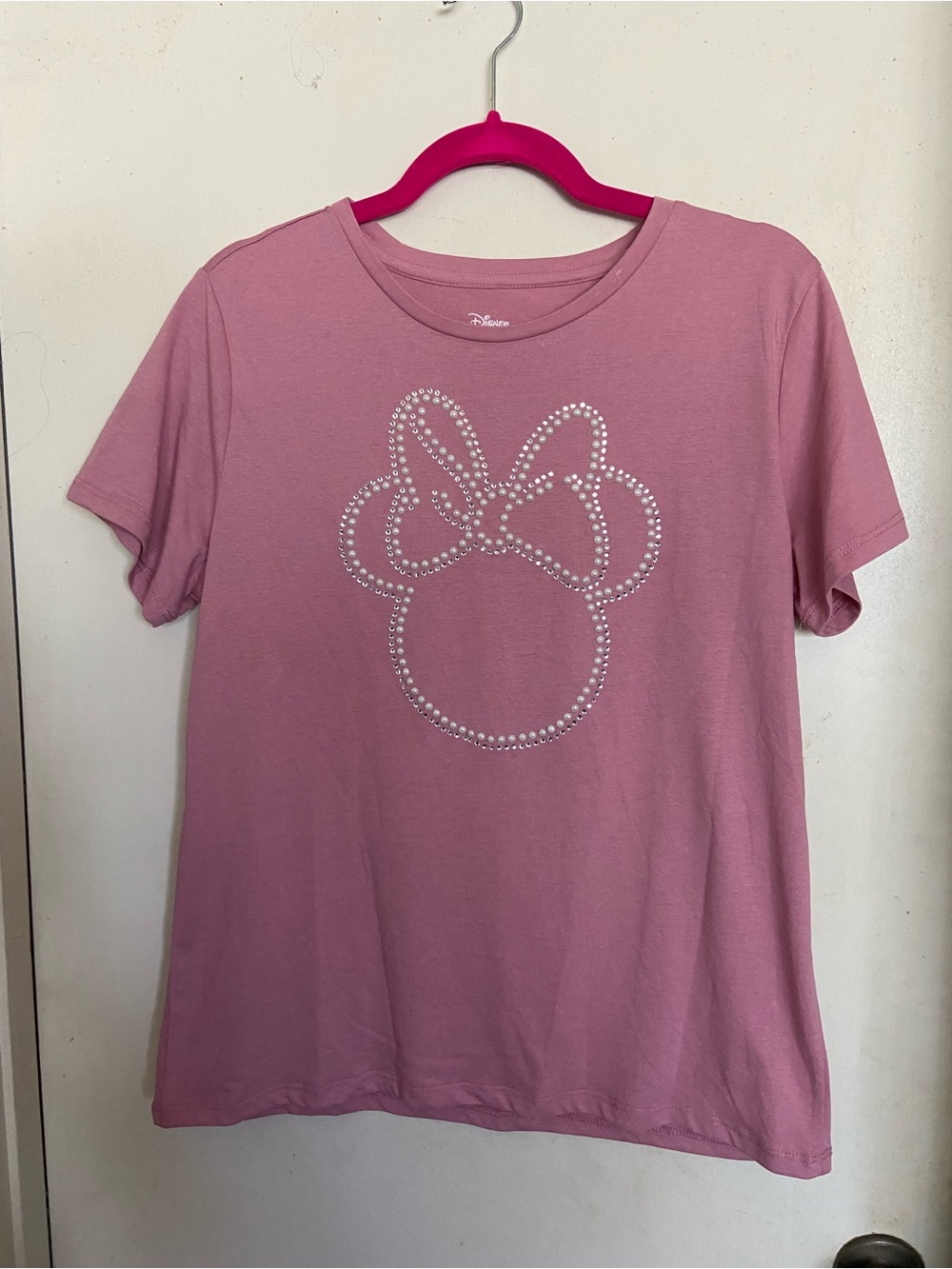 Disney Pink Rhinestone Minnie Silhouette Tee